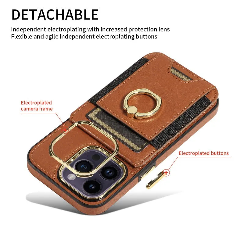 Wallet Phone Case with Card Holder & Ring Stand For iPhone