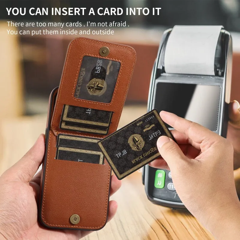 Wallet Phone Case with Card Holder & Ring Stand For iPhone