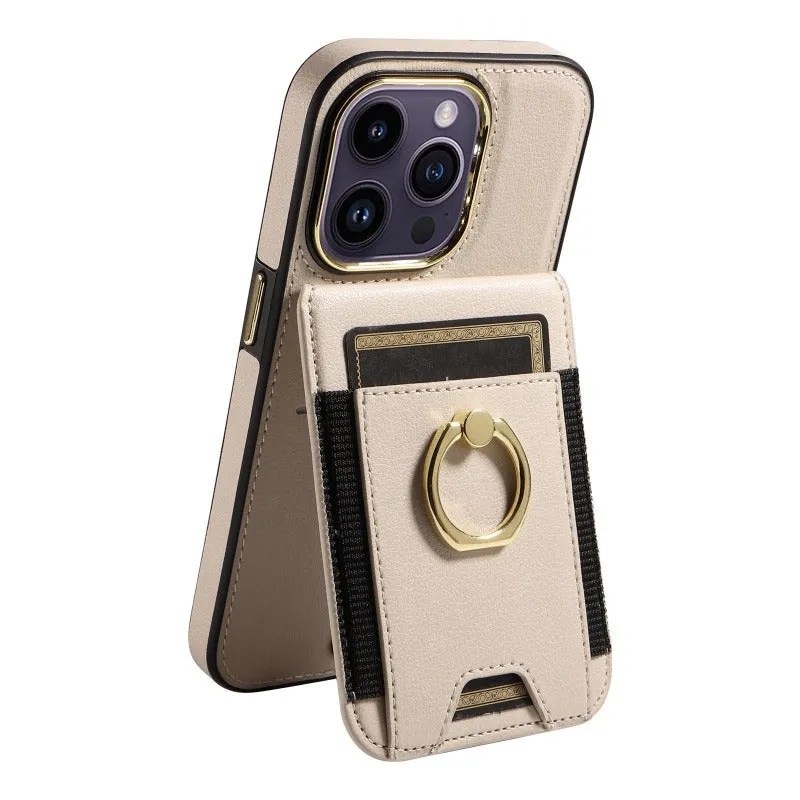 Wallet Phone Case with Card Holder & Ring Stand For iPhone