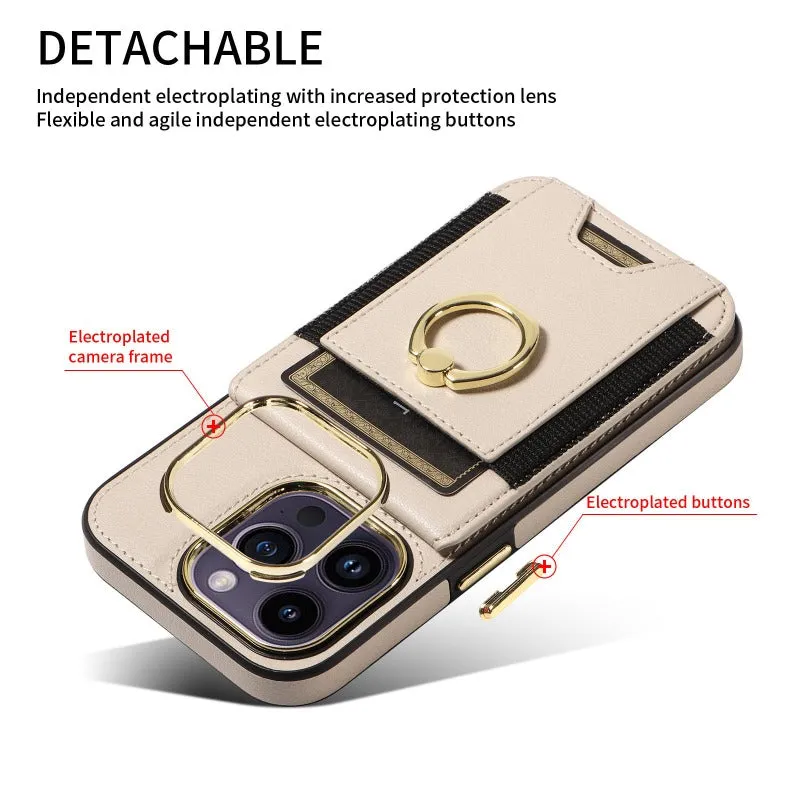 Wallet Phone Case with Card Holder & Ring Stand For iPhone