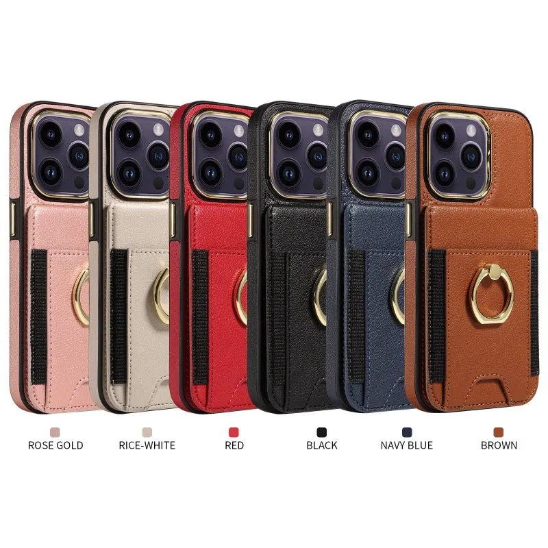 Wallet Phone Case with Card Holder & Ring Stand For iPhone