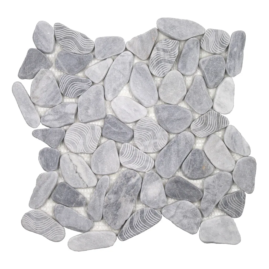 Wave Bardiglio - Shaved Pebble Tile