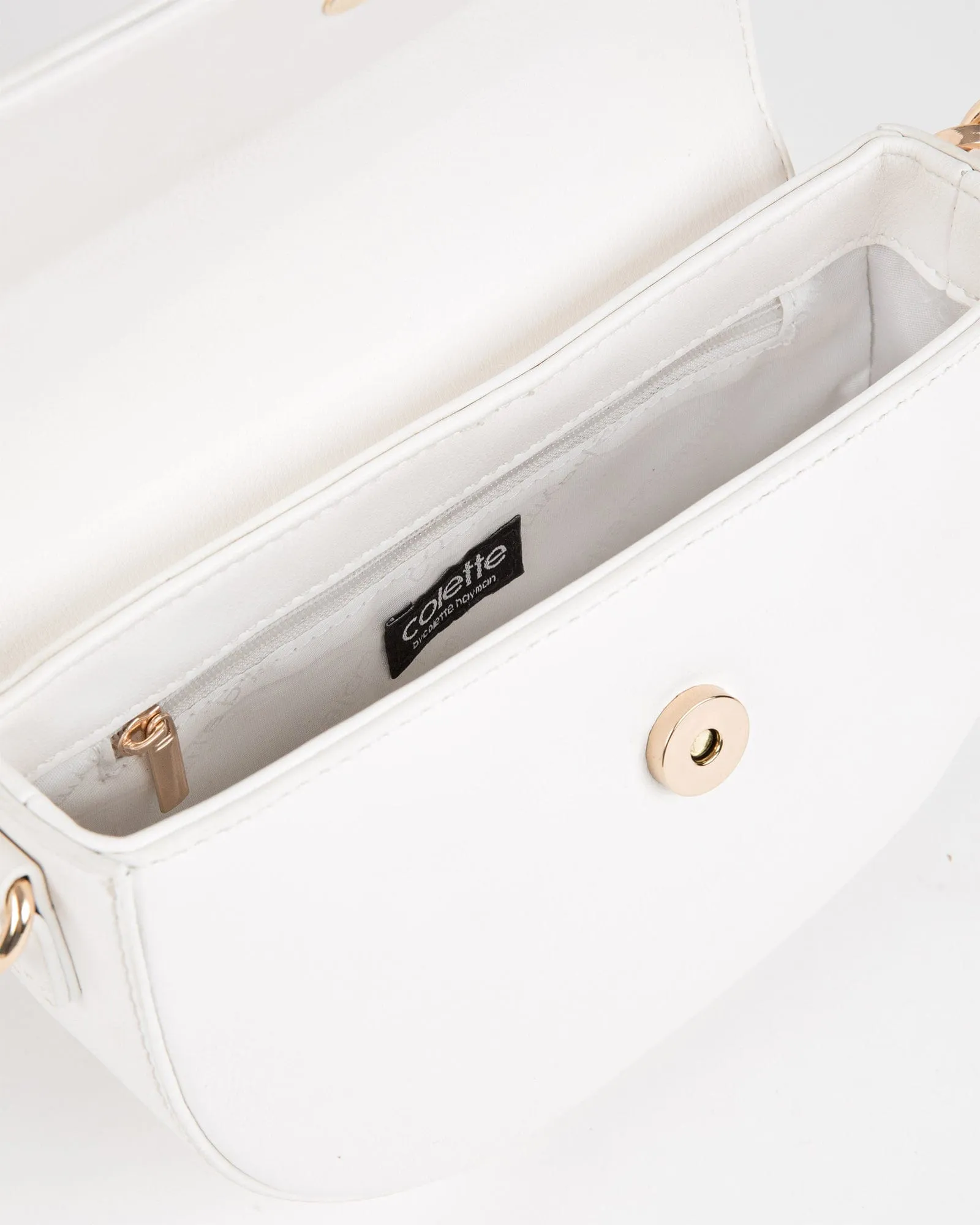 White Daliah Crescent Crossbody Bag