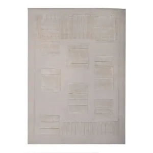White Modern Tibetan Wool Silk Blend Rug - 9' x 12'