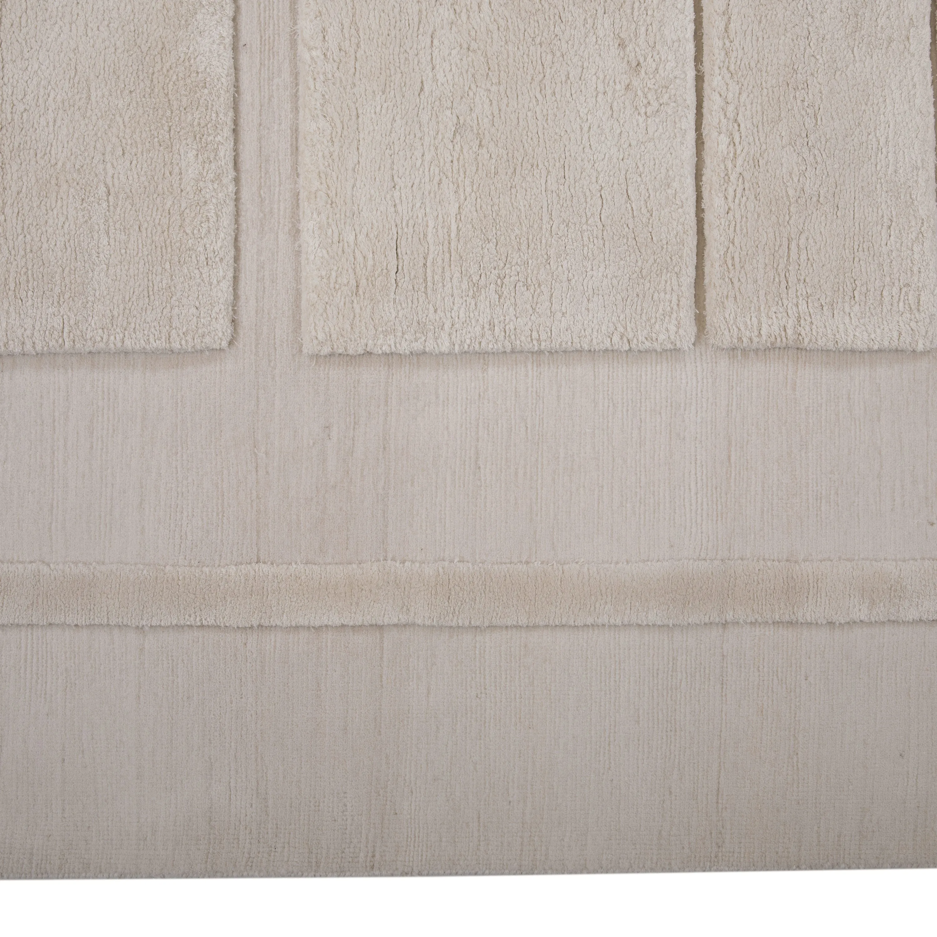 White Modern Tibetan Wool Silk Blend Rug - 9' x 12'