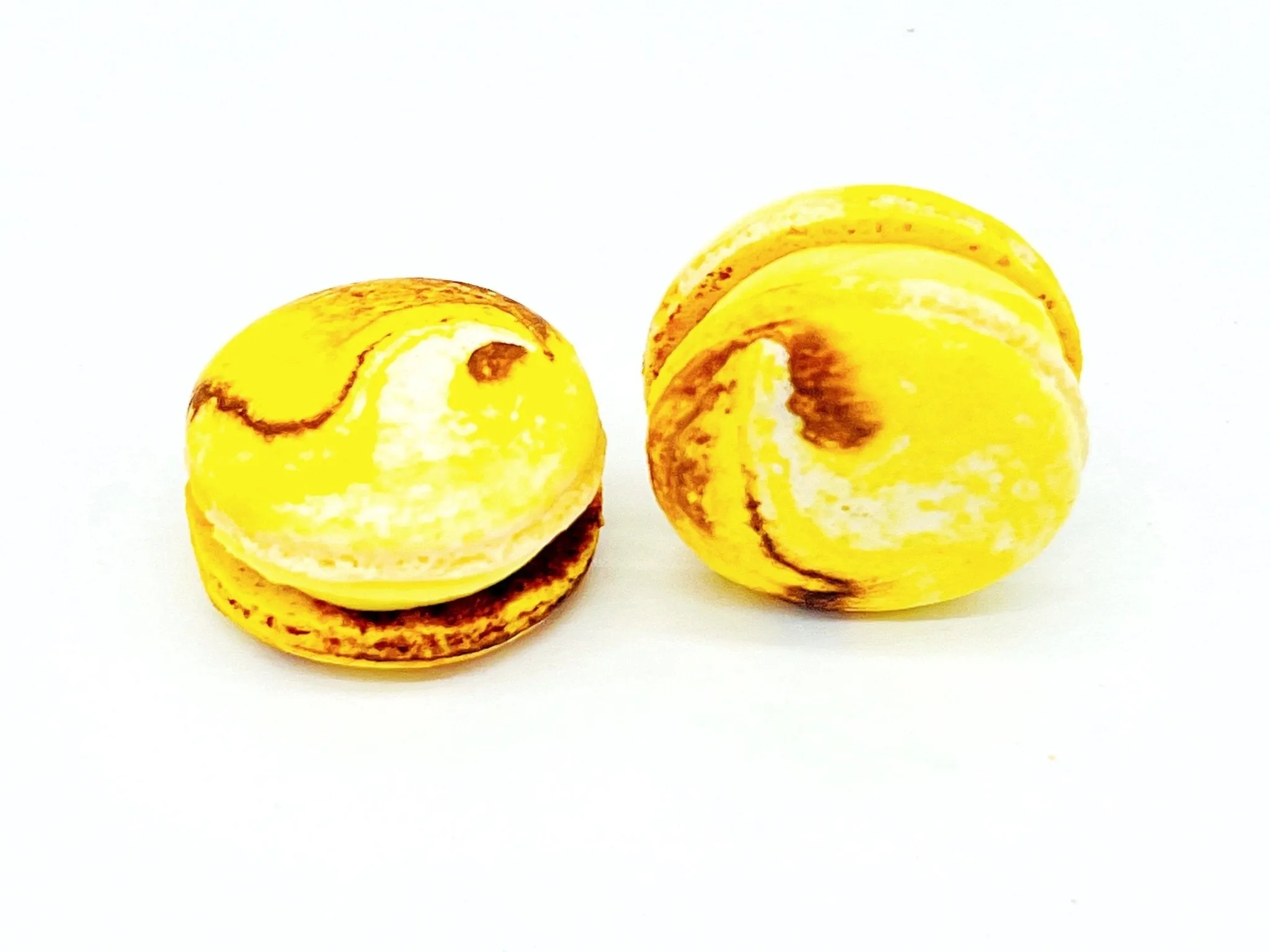 Wholesale Yellow Planet (Lemon Chocolate) Vegan Macarons | Available in 24 & 48 Pack