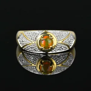 Wide Ethiopian Opal Ring Band in 10K Gold