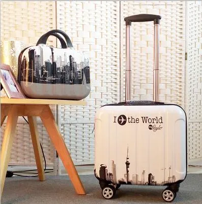 Woman Travel suitcase set Rolling Luggage set 18inch laptop boarding trolley case wheels Cosmetic case carry-on box travel bags