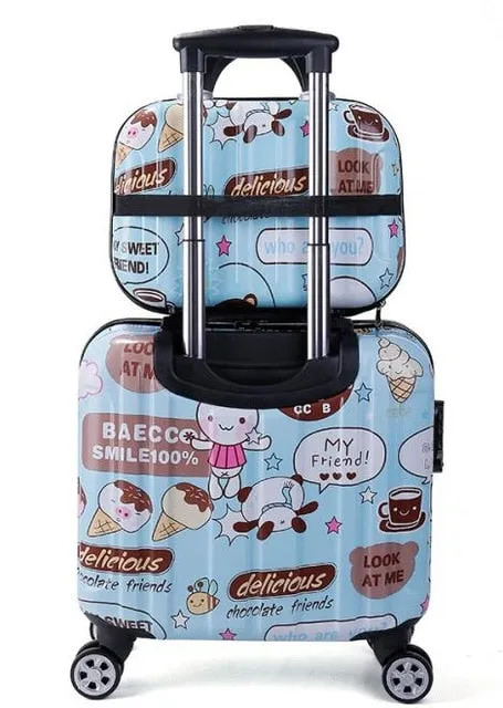 Woman Travel suitcase set Rolling Luggage set 18inch laptop boarding trolley case wheels Cosmetic case carry-on box travel bags