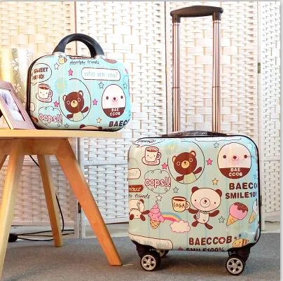 Woman Travel suitcase set Rolling Luggage set 18inch laptop boarding trolley case wheels Cosmetic case carry-on box travel bags