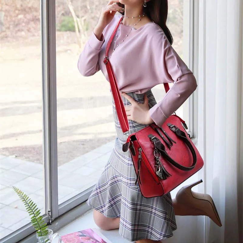 Women's Large Capacity Leather Handbag | 4 Pieces Set