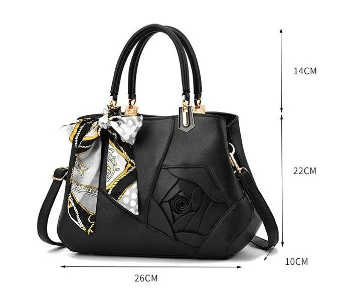 Women's Spring/Summer PU Leather Handbag Decorated With Scarf