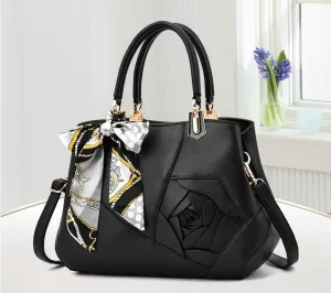 Women's Spring/Summer PU Leather Handbag Decorated With Scarf