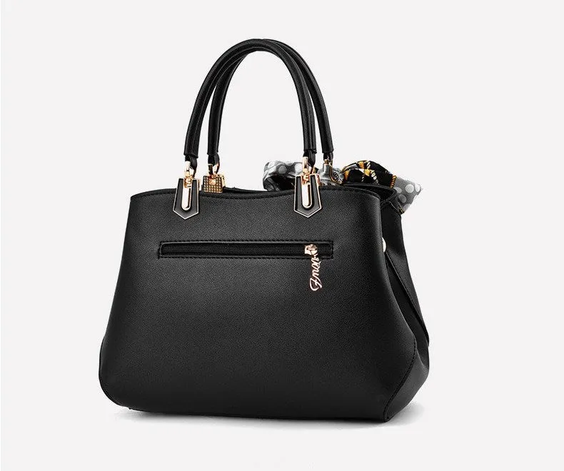 Women's Spring/Summer PU Leather Handbag Decorated With Scarf