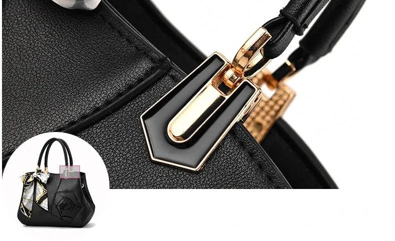 Women's Spring/Summer PU Leather Handbag Decorated With Scarf