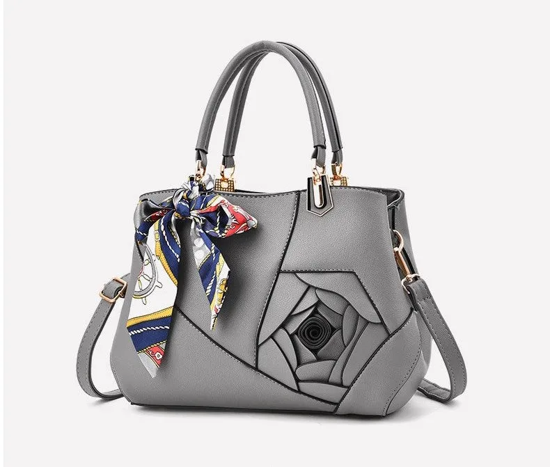 Women's Spring/Summer PU Leather Handbag Decorated With Scarf