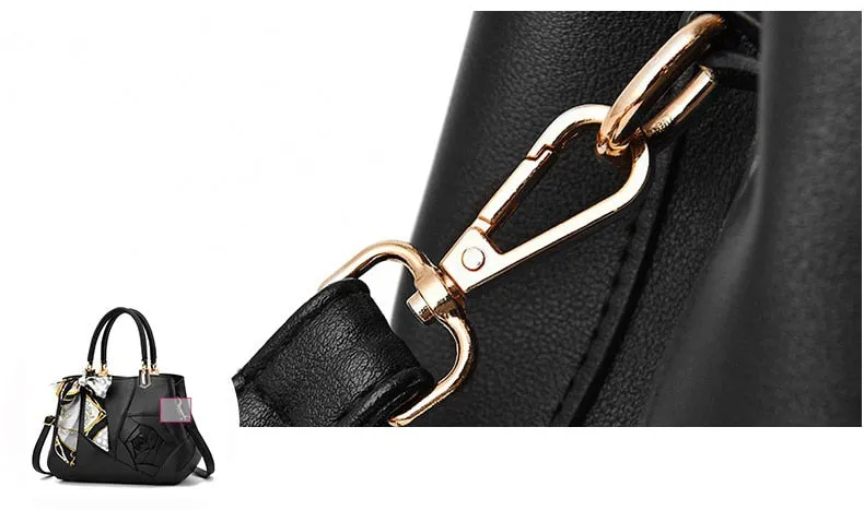 Women's Spring/Summer PU Leather Handbag Decorated With Scarf