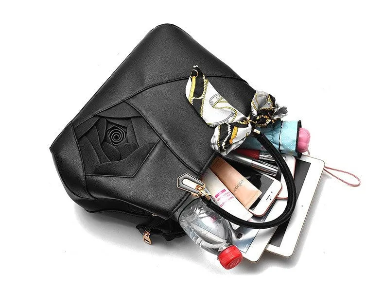 Women's Spring/Summer PU Leather Handbag Decorated With Scarf