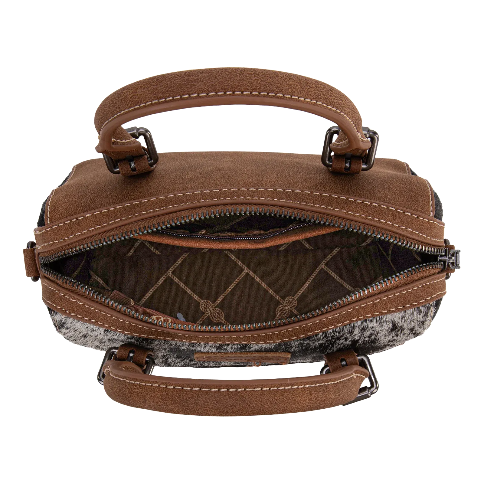 Wrangler Ladies Genuine Hair-On Brown Cowhide Barrel Bag WG169-2025BR