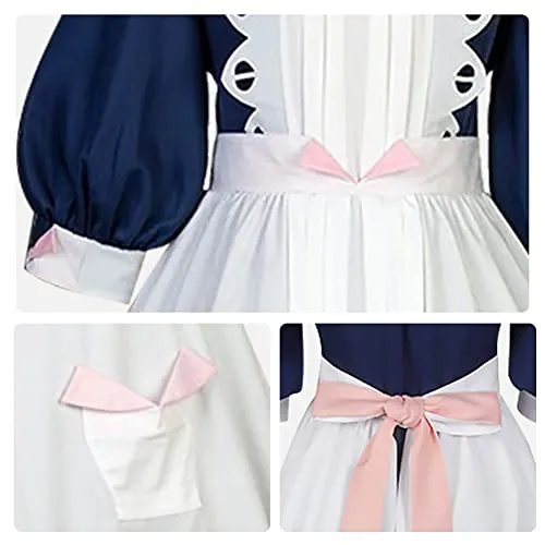 Yirugu Emilico Cosplay Costume, Anime Shadows House Maid Dress Outfits Emilyko Uniform Full Set for Halloween Party(L, Full Set)