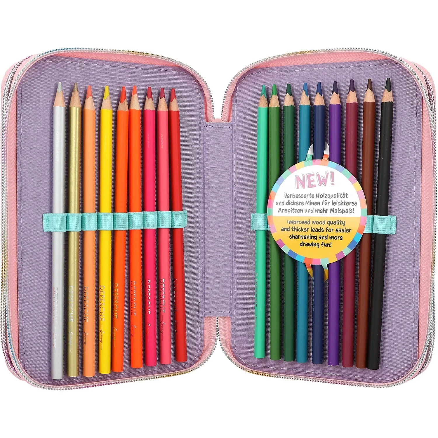 Ylvi Triple Pencil Case Rainbow