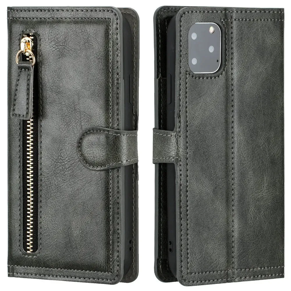 Zipper Wallet Flip Case For iPhone With Wireless Charging Support-iPhone Wallet Case