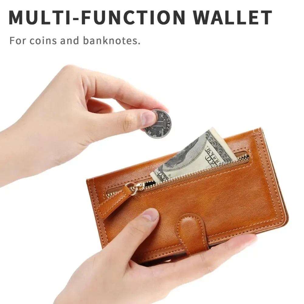 Zipper Wallet Flip Case For iPhone With Wireless Charging Support-iPhone Wallet Case