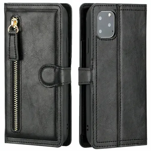 Zipper Wallet Flip Case For iPhone With Wireless Charging Support-iPhone Wallet Case