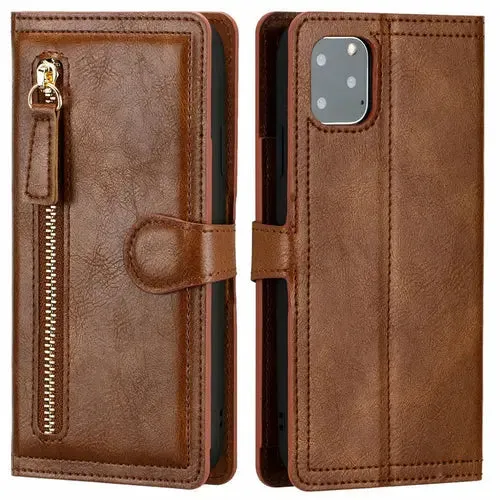 Zipper Wallet Flip Case For iPhone With Wireless Charging Support-iPhone Wallet Case