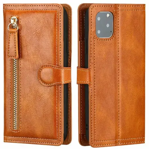 Zipper Wallet Flip Case For iPhone With Wireless Charging Support-iPhone Wallet Case