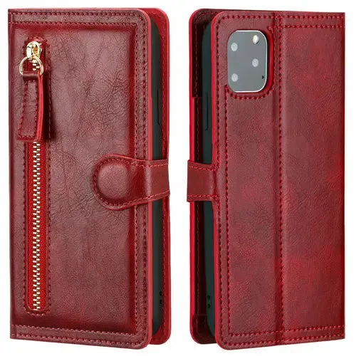 Zipper Wallet Flip Case For iPhone With Wireless Charging Support-iPhone Wallet Case