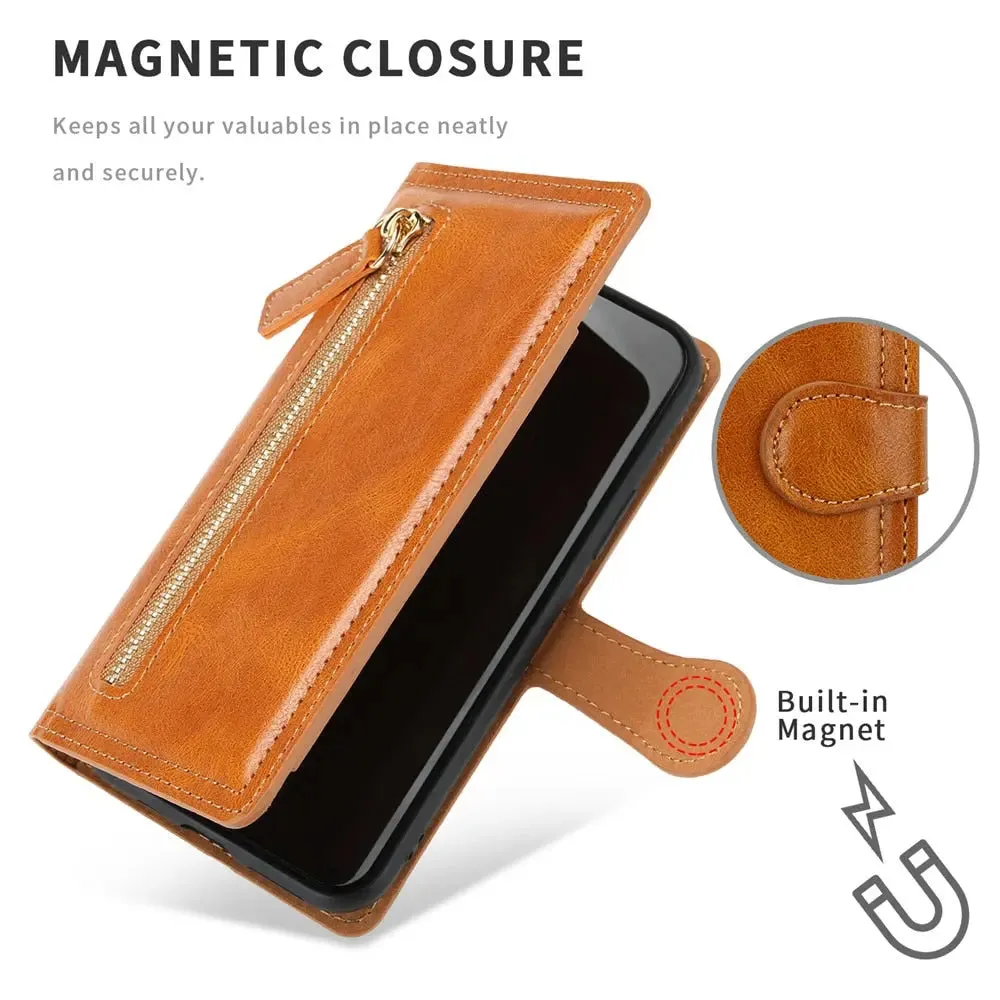 Zipper Wallet Flip Case For iPhone With Wireless Charging Support-iPhone Wallet Case