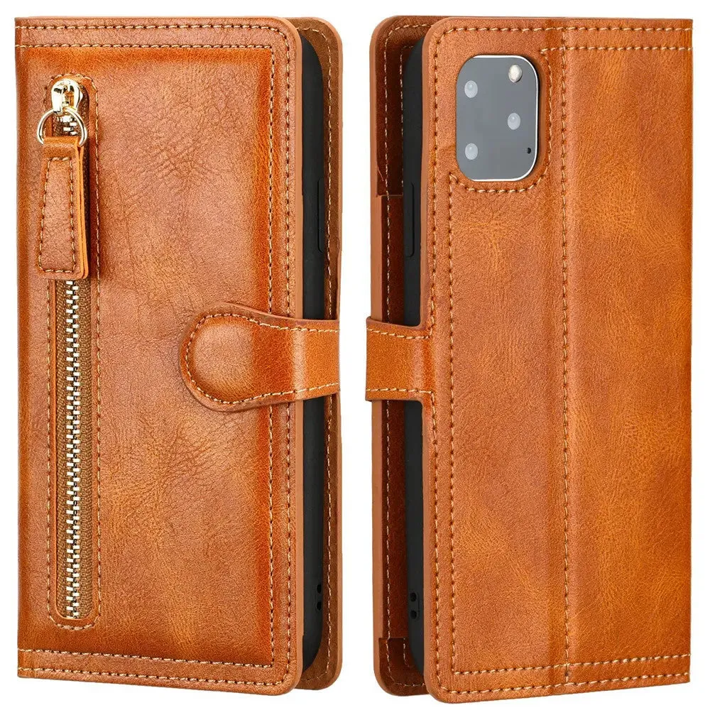 Zipper Wallet Flip Case For iPhone With Wireless Charging Support-iPhone Wallet Case